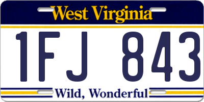 WV license plate 1FJ843