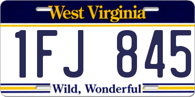 WV license plate 1FJ845