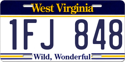 WV license plate 1FJ848