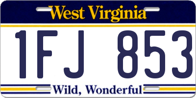 WV license plate 1FJ853