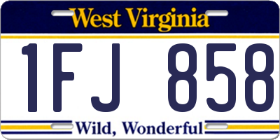 WV license plate 1FJ858