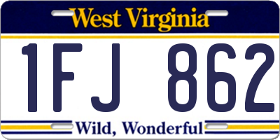 WV license plate 1FJ862