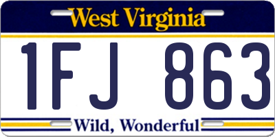WV license plate 1FJ863