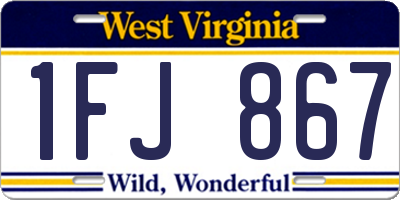 WV license plate 1FJ867