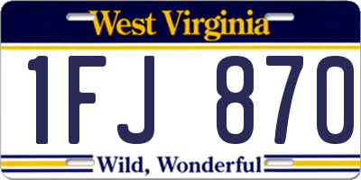 WV license plate 1FJ870