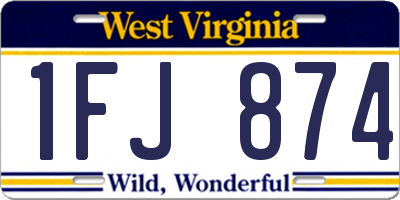 WV license plate 1FJ874