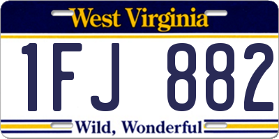 WV license plate 1FJ882