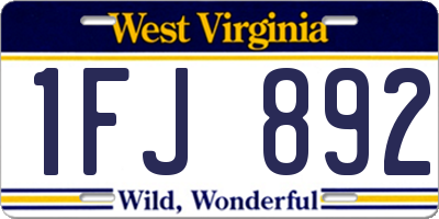 WV license plate 1FJ892