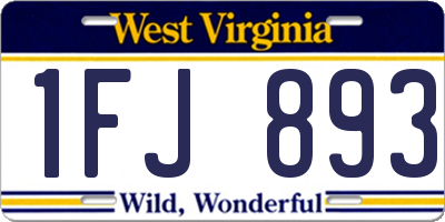 WV license plate 1FJ893