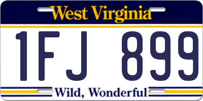 WV license plate 1FJ899