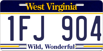 WV license plate 1FJ904
