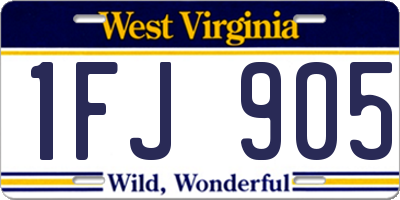 WV license plate 1FJ905