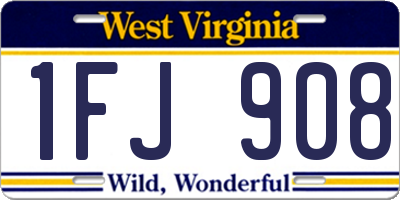 WV license plate 1FJ908
