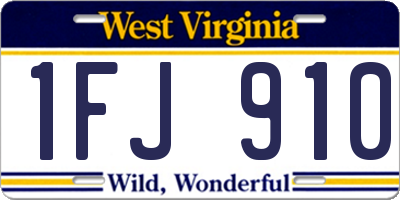 WV license plate 1FJ910