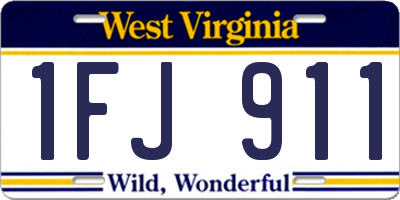 WV license plate 1FJ911