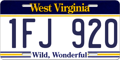 WV license plate 1FJ920