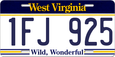WV license plate 1FJ925