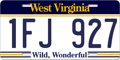WV license plate 1FJ927