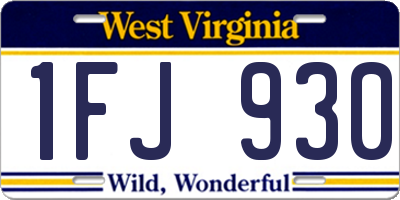 WV license plate 1FJ930