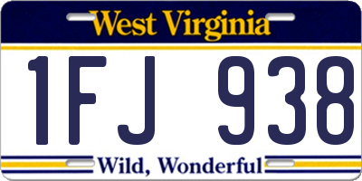 WV license plate 1FJ938