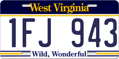 WV license plate 1FJ943