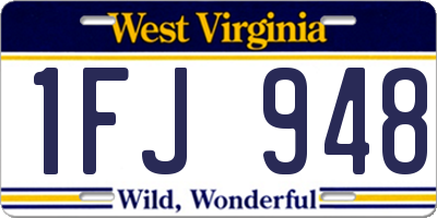 WV license plate 1FJ948