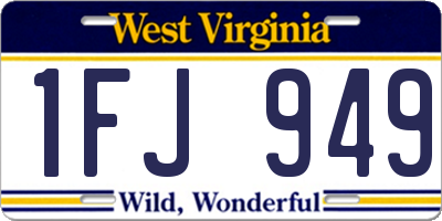 WV license plate 1FJ949