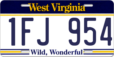 WV license plate 1FJ954