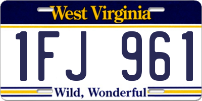 WV license plate 1FJ961