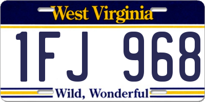 WV license plate 1FJ968