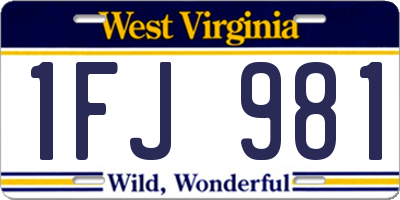 WV license plate 1FJ981