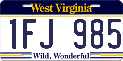 WV license plate 1FJ985