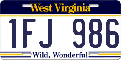 WV license plate 1FJ986