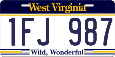 WV license plate 1FJ987