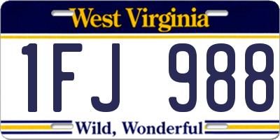 WV license plate 1FJ988