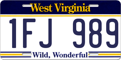 WV license plate 1FJ989