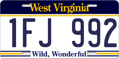 WV license plate 1FJ992