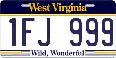WV license plate 1FJ999
