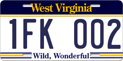 WV license plate 1FK002