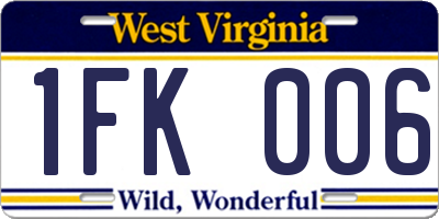 WV license plate 1FK006