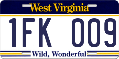 WV license plate 1FK009