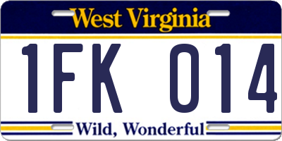 WV license plate 1FK014