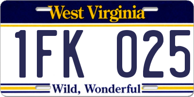 WV license plate 1FK025