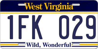 WV license plate 1FK029