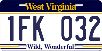 WV license plate 1FK032
