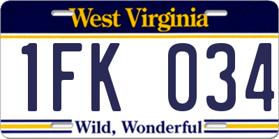 WV license plate 1FK034