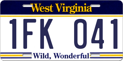 WV license plate 1FK041
