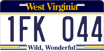 WV license plate 1FK044
