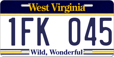 WV license plate 1FK045