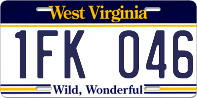 WV license plate 1FK046